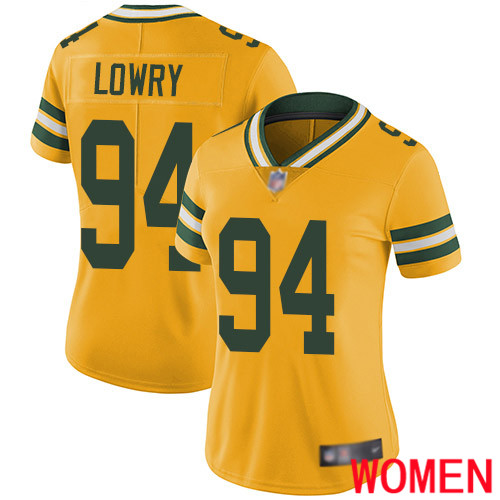 Green Bay Packers Limited Gold Women #94 Lowry Dean Jersey Nike NFL Rush Vapor Untouchable->youth nfl jersey->Youth Jersey